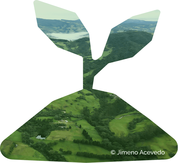 Vista aerea de un paisaje montanoso y productivo